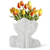 CEMABT Gesicht Vase, Blume Vase Schreibtisch Dekor, Keramik Körper Vase Weibliche Form Ideale...