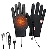 USB-beheizte Handschuhe, Touchscreen-kompatible Fingerspitzen, 1 Set, elektrisch beheizte...