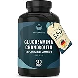 Glucosamin Chondroitin hochdosiert - Big Pack: 360 Kapseln (hält 6 Monate) - mit Vitamin C (trägt...