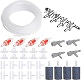 Air Luftpumpe Zubehör für Fische Tank, 4-Wege Aquarium Luft Strömungsregler Ventil, 8M...