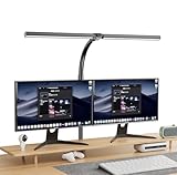 Bogseth 1300LM Doppelkopf Schreibtischlampe LED Dimmbar Fernbedienung, 24W 80CM Klemmbare Monitor...