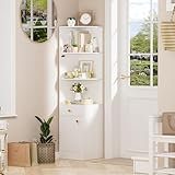 Lvhcmfohm Bücherregal Weiß, Modernes Eckregal Stehend mit Aufbewahrung, 3 Offene Regale...