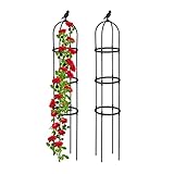 Relaxdays Rankhilfe Obelisk, 2er Set, 160x30 cm, Ranksäule für Kletterpflanzen, Metall,...