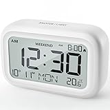 DOOMAY Digital Wecker Nachttisch - Batteriebetriebene Uhr mit LCD-Display-Volumen einstellbar Snooze...