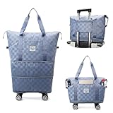 Hausio Reisetasche mit Rollen, Faltbare Reisetasche mit großer Kapazität, Erweiterbar Handgepäck...
