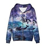 DISNIMO Kapuzenpullover mit Reißverschluss für Damen, langärmelig, Kordelzug, Sweatshirt, Jacken,...
