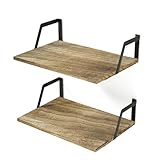 SRIWATANA Wandregal Breite Holz und Metall 2er Set, Regal Wand 42x32x12 cm Moderne Dekoration...