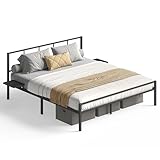 VASAGLE Doppelbettgestell, Bett, 160 x 200 cm, Metallbett, Bettrahmen, mit Kopfteil, modern, mit...