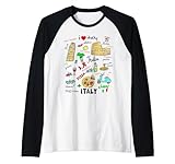 I Love Italy, Enjoy Cool Italy Illustration Sketch Drawing Raglan