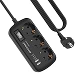 3 Fach Steckdose mit Überspannungsschutz Mehrfachsteckdose 4 USB(2 USB-C), Steckdose mit Schalter...