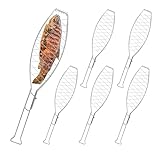 Relaxdays Fischbräter 6er Set, Edelstahl, mit Griff, 54 cm lang, Fischhalter zum Grillen,...