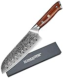 SCHNEIDWERK Santoku-Messer Damastmesser, Küchenmesser 17,6 cm Klingenlänge, 67 Lagen...