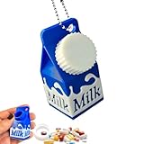 Uqezagpa Niedlicher Taschenformat, kreativer Milchkarton-Schlüsselanhänger, tragbarer Behälter,...
