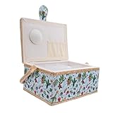 SHINEOFI Großer Nähkorb mit Weihnachtlichem Stoffdesign Tragbar Griff Nähzubehör Organizer und...