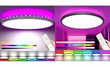 zemty 30CM Weiß + Schwarz LED Deckenleuchte Dimmbar, RGB Farbwechsel Deckenlampe 3000K-6500K
