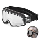 Powerruif Motocross Brille Verspiegelt Motorradbrille Winddicht Retro Fliegerbrille Motorrad...