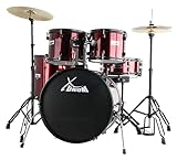 XDrum Rookie 22' Standard Schlagzeug Komplettset Ruby Red - Ideal für Einsteiger - Stylische...