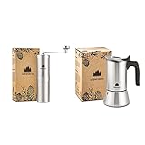 Groenenberg Spar-Pack 2 | Kaffeemühle manuell + Espressokocher Induktion 6 Tassen Edelstahl |...