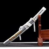 KingWey Echtes Samurai-Schwert,Scheide aus massivem Holz mit Sprühfarbe,Klinge aus Manganstahl,55...