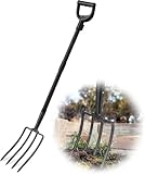 127cm Mistgabel, Spatengabel für Harte 4Zinken Spatengabel mit D-Griff Grabegabel aus Metall zum...