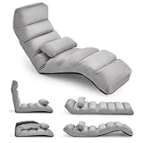 RELAX4LIFE Relaxliege, Bodenliege 5-Fach Einstellbar, Bodenstuhl Faltbar, Relaxsessel mit Kissen,...