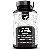 L-Lysin Tabletten Hochdosiert mit 2200 mg pro Tagesdosis - 365 Tabletten (6 Monate) - Essentielle...