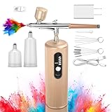 Daakro 48PSI Double Action-Airbrush-Pistole,wiederaufladbare kabellose Kompressor Airbrush mit 0.3mm...