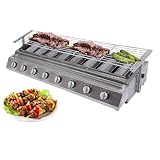 Kommerzieller Grill, 8 Brenner LPG Tisch-Gasgrill, Edelstahl mit Grillplatte und unabhängiger...