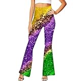 Dasongff Bootcut-Hose für Damen, 70er-Jahre, lang, Leggings, Hose, hohe Taille, Hippie-Blumen,...