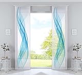 Gardinenbox 2er Set Schiebegardinen Flächenvorhänge »Izmir« HxB 245x60 cm Welle Blau Voile...