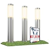 3er Set linovum BOSEA-A Wegeleuchte mit E27 Sockel - Wegbeleuchtung außen Edelstahl IP44-3x Poller...