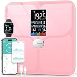 ABLEGRID Wiederaufladbar Körperfettwaage, LED Personenwaage Digital Mit Körperfett Und Muskelmasse...