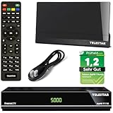 Telestar DVB-T2 Receiver + 3 Monate Freenet GRATIS + DVB-T Zimmerantenne +45 dbi + HDMI Kabel, HDTV,...