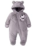 Baby Schneeanzüge Winter Overall mit Kapuze Fleece Strampler Mädchen Jungen Warm Outfits- Gr. 0-3...