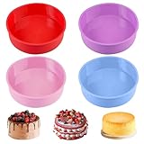 4 Stück Silikon Backform Rund 20cm, 8 Zoll Silikonform Kuchen, BPA-Freie Antihaft Silikon...