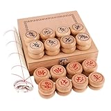 Chinesisches Schachset aus Buchenholz Xiangqi Brettspiel, 4CM Durchmesser Schach, mit Schachbrett...