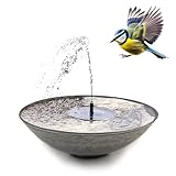 Solarbrunnen Set für draußen 35 cm Schale grau - Schwimmende Solar Springbrunnen Fontäne und...