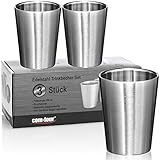 com-four® 3x Edelstahl-Trinkbecher - Thermo-Trinkbecher 250 ml aus Edelstahl - bruchsichere...