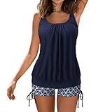 Tankini Damen Bademode Bauchweg Set Push Up Bauch Weg Tankini Damen Freizeit Tankini Badeanzug...