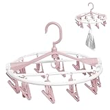 Hogvinnatil Kleiderbügel zum Trocknen für Wäsche | Kleiderbügel mit 20 Klammern, rund, faltbar,...