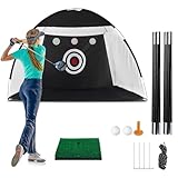 TUKAILAi 10x7ft Golf-Schlagnetz mit Rasen, Faltbares Golf Portable Golfnetz for Garten Indoor...