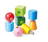 Hape Schraubklötze – Bunte Holzbausteine zum Schrauben & Stecken, kreatives Motorik- und...