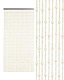 Ezcasch 90x200cm Perlenvorhang Türvorhang - 38 Stränge Retro Holzperlenvorhang - Handarbeit Natur...