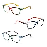 FONHCOO Lesebrille Damen Rechteckige Schildpatt-Brille Lesehilfe für Senioren Sehhilfe mit...