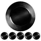 Murago - 6er Set Platzteller ca. 33cm Kunststoff schwarz - glänzende Unterteller Untersetzer für...