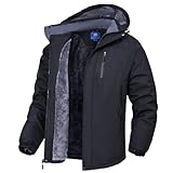 Zzkouine Herren Winter wasserdichte Fleecejacke - Wasserdichte Berg-Skijacke Winddichte Fleece...