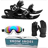 Snow Pro Mini Short Ski Skates Set - Verstellbare Snowblades Skiboards für Wintersport (Schwarz)