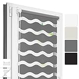 Estika Welle Doppelrollo klemmfix ohne Bohren Nach maß - 4 Stoff Farben - Breite 30-129 cm - Höhe...