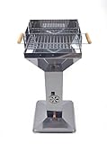 Säulengrill mit 3-fach höhenverstellbarem Grillrost, mit 2 Haltegriffen, Windschutz und...