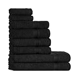 Tuiste Handtücher Set Schwarz |%100 Baumwolle Handtuch Set 8 Teilig | 2X Badetücher (70x140), 4X...